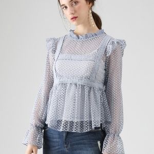 Chicwish Dream Crochet Top Blue Size S-M